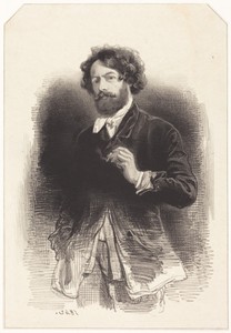Self-Portrait with a Cigarette by Paul Gavarni, created 1842, in lithograph in black on chine collé. Download this artwork as a high-resolution wallpaper for de — Paul Gavarni Wallpaper