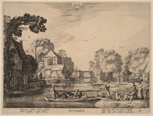 September by Jan van de Velde (II), in etching. Download this artwork as a high-resolution wallpaper for desktop, tablet, or mobile.