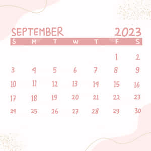 September 2023 calendar with pink watercolor design and gold glitter accents. — Autumn Trails Picture