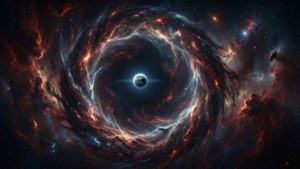 Pemandangan kosmik surealis dari Planet Sembilan di jantung nebula berbentuk ular.
