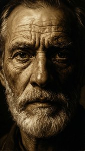 Dramatische Nahaufnahme von Stephen Alonzo Schoff im Chiaroscuro