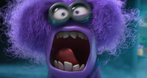 Purple furry cartoon monster screaming with wide eyes and teeth bared. — Evil minion Background