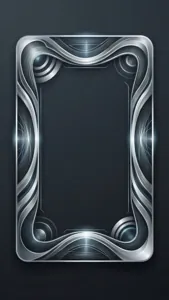 Sleek silver metallic frame with glowing highlights on dark background