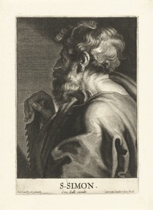 Simon by Cornelis van Caukercken, created c. 1640 - 1680, in paper; engraving. Download this artwork as a high-resolution wallpaper for desktop, tablet, or mobi — Cornelis van Caukercken Wallpaper