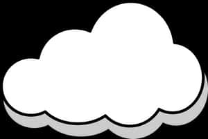 A white cartoon cloud with black outline and gray shadow on black background. — White Cloud PNG