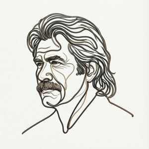 Minimalistisk linjekonstporträtt av Ricky Steamboat