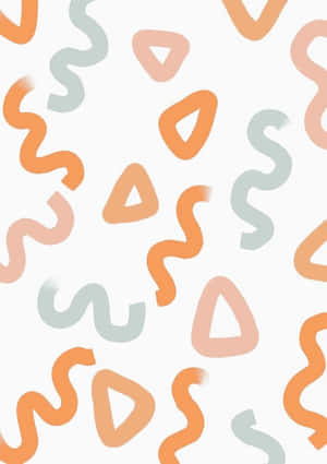 Abstrakt tapet med orange och mintgröna former på vit bakgrund — Söt Mönster iPhone Bakgrundsbilder