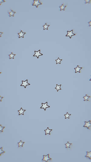 Blå bakgrund med vita konturstjärnor som glöder mjukt. — Cute Pattern iPhone Bakgrundsbilder