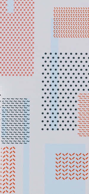 Abstrakt geometriskt mönster med röda och blå former på vit bakgrund. — Cute Pattern iPhone Bakgrundsbilder