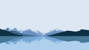 Montagne innevate riflesse in un lago tranquillo sotto un cielo pallido.
