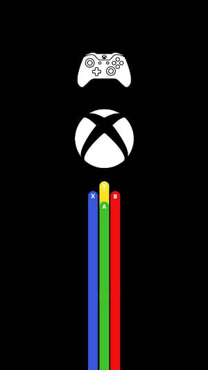 Controle Xbox e logotipo sobre botões coloridos X A B Y — Microsoft Papéis de Parede