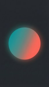 Abstrakt et-cirkel Venn-diagram med teal til koral gradient på mørkegrå.
