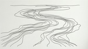 En minimalistisk kontinuerlig linjekunst av Amazonaselven på en hvit bakgrunn.