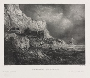 Six Marines by Eugène Isabey, created 1833, in lithograph on chine collé. Download this artwork as a high-resolution wallpaper for desktop, tablet, or mobile. — Eugène Isabey Wallpaper