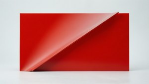 Red rectangle with a diagonal cut revealing inner layer.
