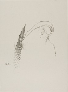 Sleep by Odilon Redon, created 1898, in Lithograph in black on light gray China paper laid down on ivory wove paper. Download this artwork as a high-resolution — Odilon Redon Wallpaper