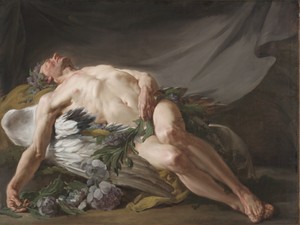 Sleep by Jean Bernard Restout, created c. 1771, in oil on canvas. Download this artwork as a high-resolution wallpaper for desktop, tablet, or mobile. — Jean Bernard Restout Wallpaper