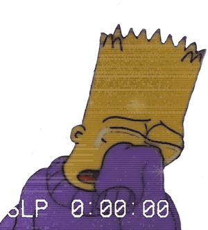 Bart Simpson im pixelierten Glitch-Stil mit lila Farbton und digitalem Timer-Overlay. — Sleep Token Wallpaper