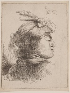 Small Oriental Head by Giovanni Benedetto Castiglione, created c. 1645/1647, in etching on laid paper (an early impression). Download this artwork as a high-res — Giovanni Benedetto Castiglione Wallpaper