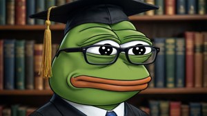 Pepe 5head as a graduate, smart and studious.