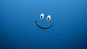 A cheerful smiley face with big eyes on a blue background. — Aesthetic Smiley Face Picture