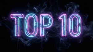 Neon top 10 con fumo su nero