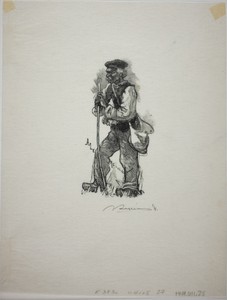 Snake Hunter by Louis Auguste Lepère, created published 1908, in Wood engraving in black on cream laid Japanese paper. Download this artwork as a high-resolutio — Illustration Wallpaper