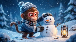 Winter Bloons TD 6 sneeuw aap bouwt een bloon sneeuwpop.