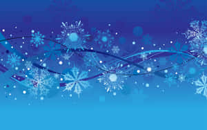 Blue digital artwork with snowflakes and swirling lines for winter holidays. — Snowflake Wallpaper