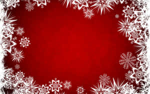 Red background with white snowflake border for holiday use. — Snowflake Wallpaper
