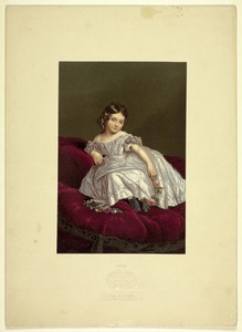 "So Tired!" by George Baxter, created 1853, in Steel etching and stipple printed in brown, with block printing in colors from eight blocks, on wove paper, laid — Illustration Wallpaper