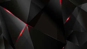 Abstract black geometric shapes with glowing red lines — Solid Black Picture
