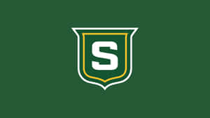 Fond vert avec lettre S blanche dans un logo de bouclier souligné en jaune.