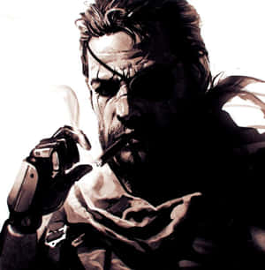 A man with an eyepatch smoking a cigar while holding a pistol. — Tiger Snake Picture