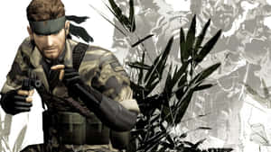 A soldier in camouflage aims a pistol through bamboo in a stylized illustration. — Tiger Snake Picture