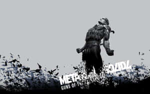 A soldier in combat gear stands amidst exploding debris in a black and white gaming wallpaper.