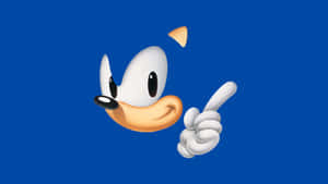 Sonic the Hedgehog peger fremad med et smil på en blå baggrund. — Sonic Baggrunde