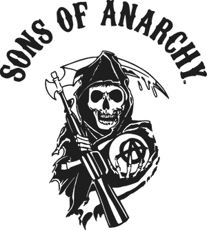 Sons of Anarchy logo featuring a grim reaper with axe and anarchy symbol. — Sons Of Anarchy PNG