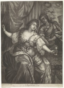 Sophonisba by Jan Brouwer, created 1652 - 1688, in paper; engraving; mezzotint. Download this artwork as a high-resolution wallpaper for desktop, tablet, or mob — Jan Brouwer Wallpaper