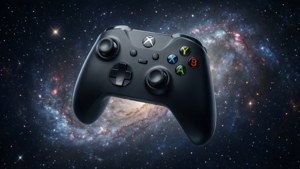 Controle Xbox flutuando no espaço