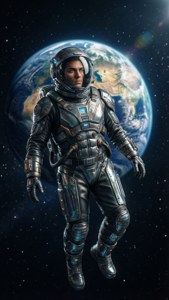 Caseoh som astronaut svävande i rymden.