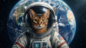Sokoke-kat som astronaut i rummet