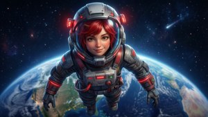 Ruby Fortnite zweeft in de ruimte met de aarde achter haar