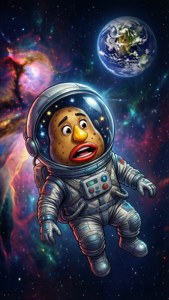 En utenomjordisk bakgrunn av Chip og Potato i verdensrommet.