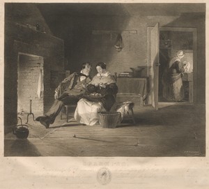 Sparking by Alfred Jones, created 1845, in engraving. Download this artwork as a high-resolution wallpaper for desktop, tablet, or mobile. — Alfred Jones Wallpaper