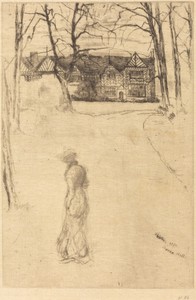 Speke Hall, No.1 by James McNeill Whistler, created 1870, in etching and drypoint on Asian laid paper. Download this artwork as a high-resolution wallpaper for — James McNeill Whistler Wallpaper