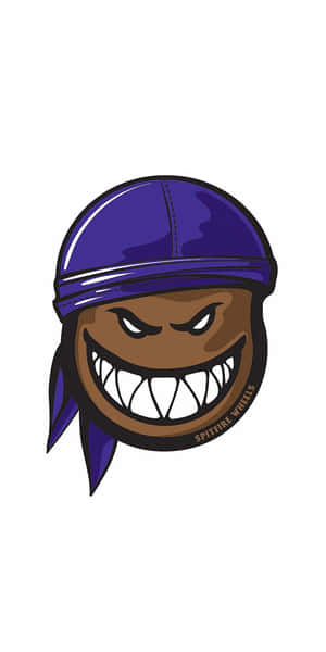 Cartoon character with purple helmet and sharp teeth grin. — Spitfire Skate Picture