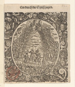 Spitsroeden lopen by Jost Amman, created 1573, in paper; houtsnede. Download this artwork as a high-resolution wallpaper for desktop, tablet, or mobile. — Jost Amman Wallpaper