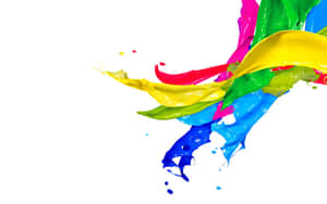 Dynamischer Ausbruch bunter Farbspritzer auf weißem Hintergrund — Cool Rainbow Wallpaper