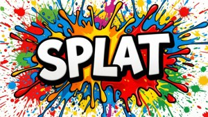 Splat rohkealla SPLAT-tekstillä typografiseen taustakuvaan